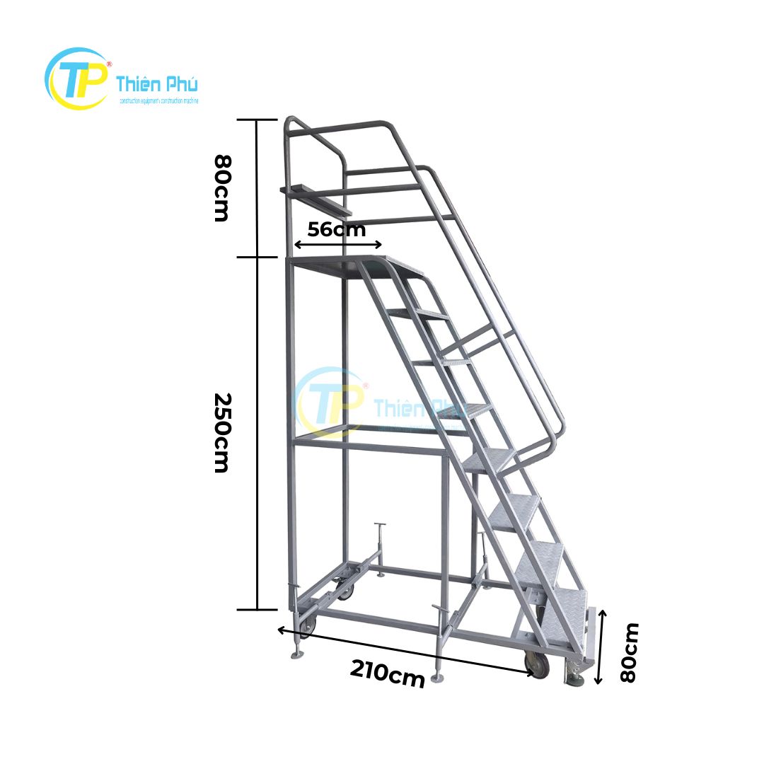 Xe thang di động 2m5 dùng cho kho hàng và nhà xưởng