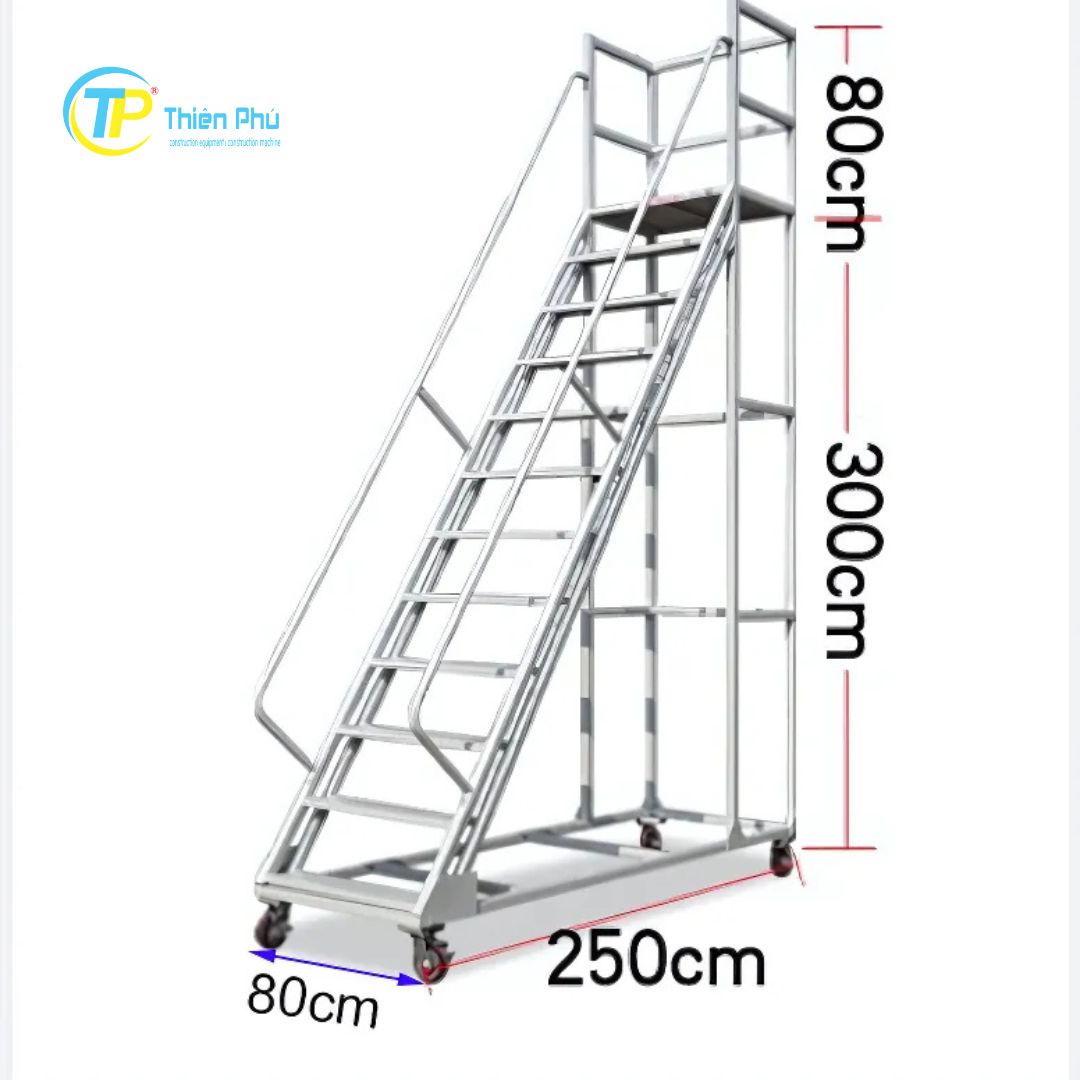 Xe thang di động 3m sử dụng trong kho xưởng công nghiệp