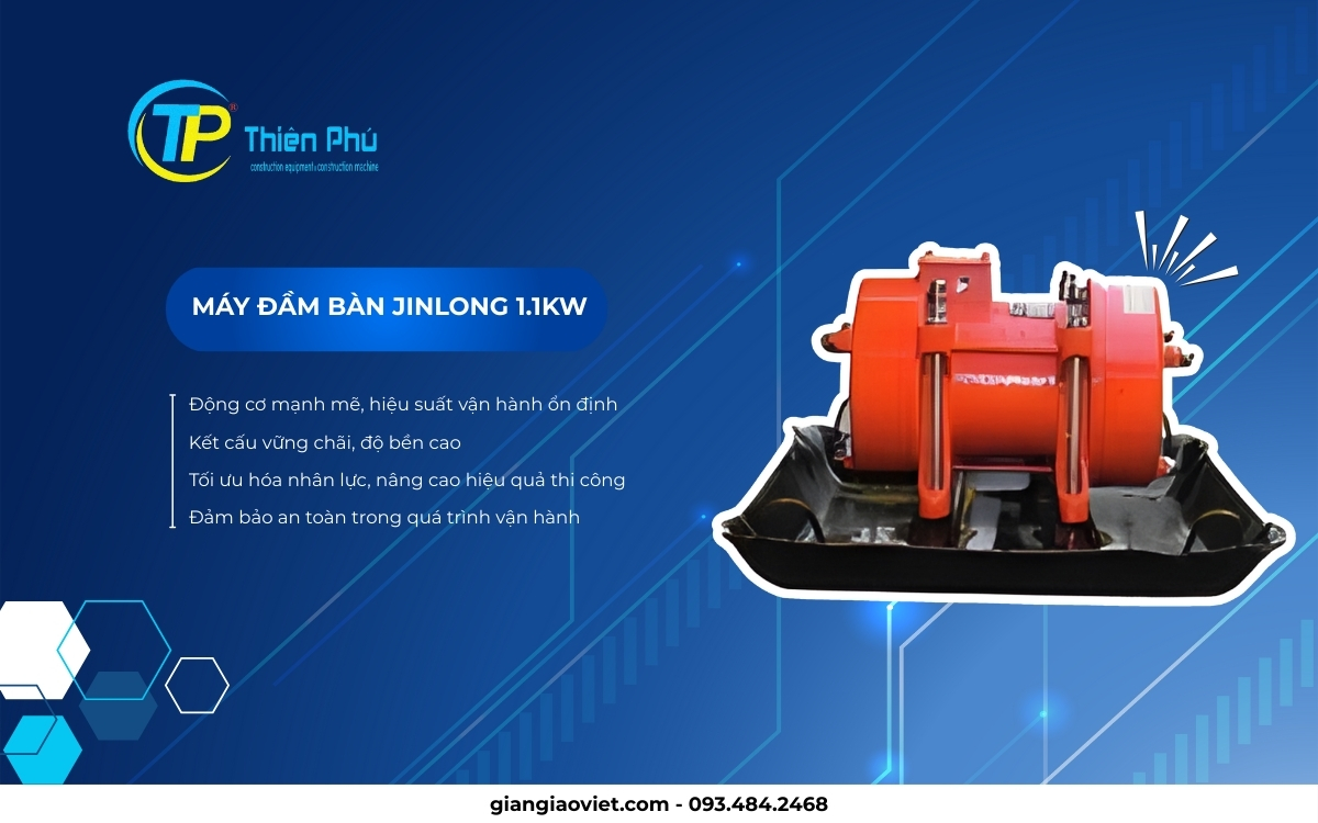Máy đầm bàn Jinlong 1.1kw (3pha) 4 lõi động cơ máy đầm bàn Jinlong 1.1kw dây đồng